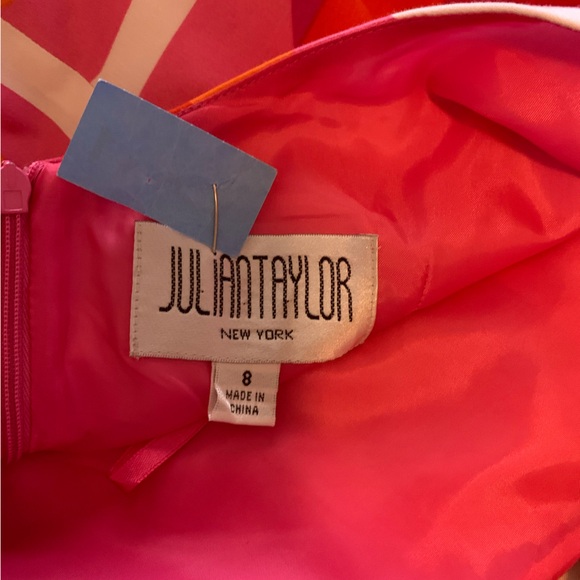 Julian Taylor New York Vibrant Pink and Orange Geometric Dress - Picture 7 of 9